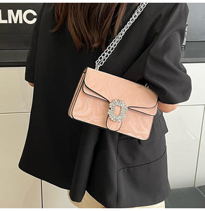 厂家直销时尚链条镶嵌钻石时尚单肩包简约休闲多功能女式小方包 - Product Image 1