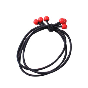 Cherry Shaped Hair Tie With <b>Red</b> <b>Beads</b> 6 <b>Beads</b> High Elasticity Ponytail Hair Band Casual For Adults And Children - Product Image 5