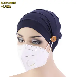 Personalizza Soft Women chemio Daily And Night Sleep Caps Modal Cotton Sleep Beanie Match Face cover chemio Cap con bottone