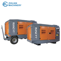 Compresseur d'air portable diesel robuste 700 CFM 15 bars 205 CV à vis mobile refroidi par air 4 roues pour forage DTH et exploitation minière
