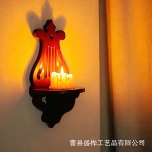 Wooden <b>Wall</b> <b>Mounted</b> <b>Shelf</b> With Scented Candle Holder For Living Room Entryway Decorative Storage Rack - Product Image 4
