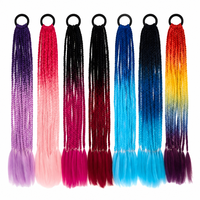 Queue de cheval tressée synthétique ombrée de 24 pouces en fibre haute température avec élastique pour femmes et salons de coiffure - Vente en gros