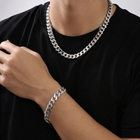 Chaîne et bracelet cubains lisses pour hommes style Hip Hop, en laiton massif, bijoux personnalisables et polis, accessoires de mode.
