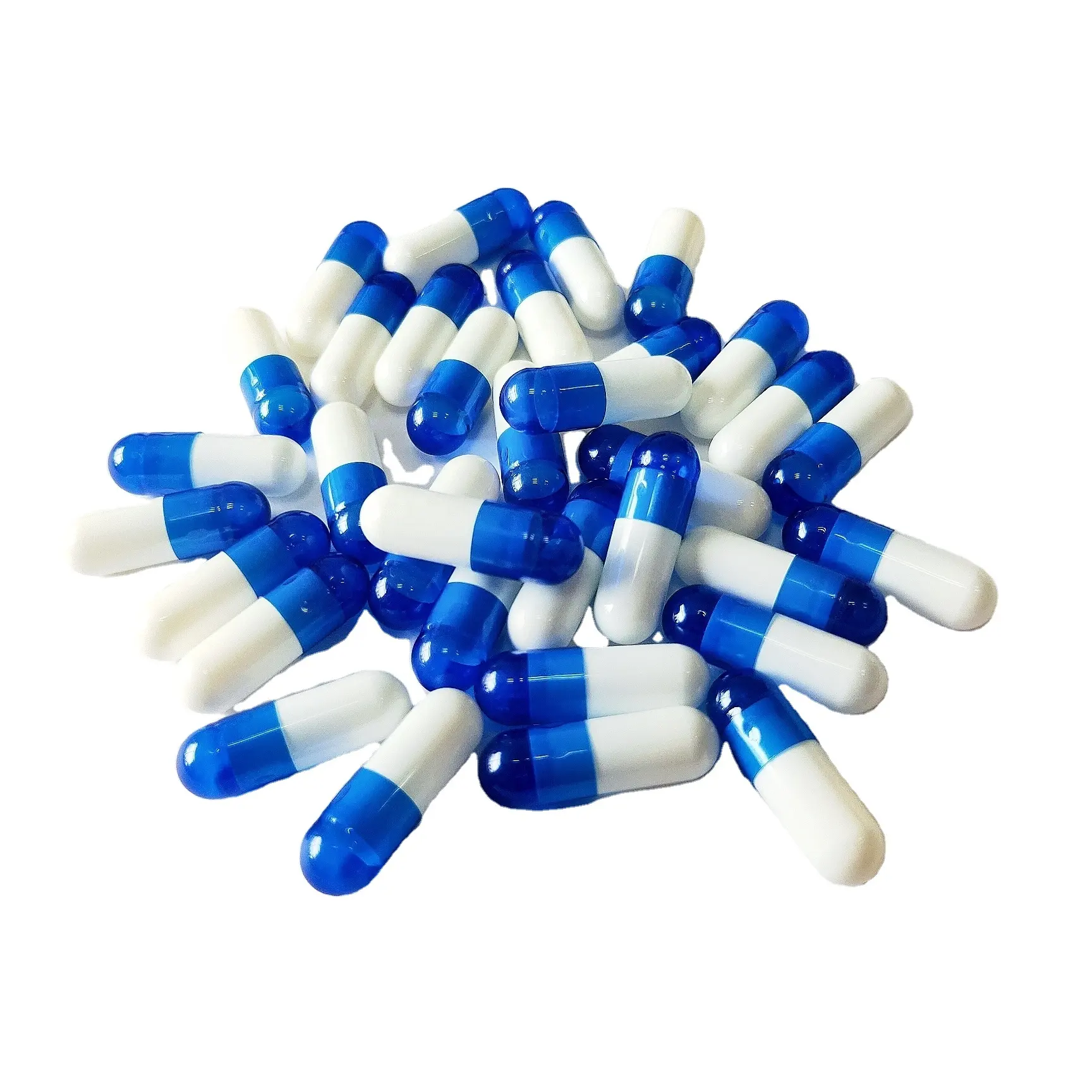 Gelatina dura vazia branca azul Enterosolúvel à prova de ácido revestido 00 cápsulas vegetais claras hpmc