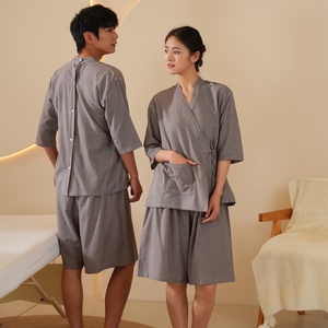 Peignoir <span class=keywords><strong>Kimono</strong></span> d'été pour <span class=keywords><strong>femme</strong></span> en 100% coton violet, pyjama uni, peignoir de bain vapeur Khan, <span class=keywords><strong>Yukata</strong></span> - Product Image 5