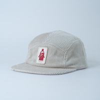 Casquette 5 panneaux en velours côtelé style rétro premium, avec logo personnalisé, étiquette tissée et patch, non structurée, à calotte souple, pour votre marque