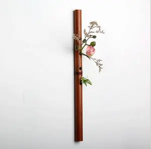 Archaize जापानी बांस बांसुरी डाला दीवार फांसी फूलदान/चीनी शैली फूल रचनात्मक बांस ट्यूब फूल jardiniere