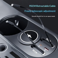 Base de Expansión para Consola Central Compatible con Audi A3/A5, Cargador Inalámbrico para Auto, Cable Retráctil, Carga Rápida Tipo-C