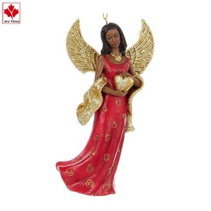 工場でカスタマイズされた置物樹脂アフリカ系アメリカ人の天使の装飾品 - Product Image 3