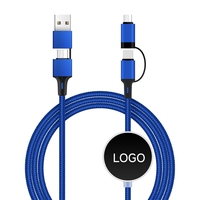 Nouveau Câble de Charge Rapide 3A avec Logo LED Personnalisé, Câble USB Multi-6-en-1 en Nylon Lumineux pour Téléphone