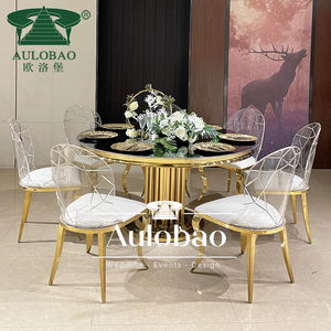 Juegos de Mesa de Comedor Modernos y Lujosos de Acero Inoxidable Blanco para Apartamentos y Hoteles - Product Image 6