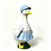 Figurine de canard MSYOTennis en jupe et casquette de sport bleues, statue d'athlète animal mignon, décoration de bureau à domicile, cadeau