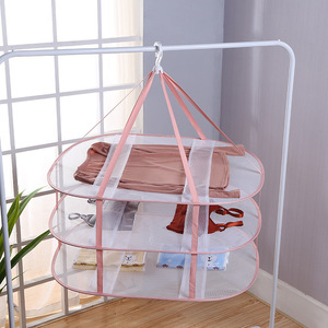 Yihang Foldable Double Layer Drying <b>Basket</b> Round Mesh Clothes Dryer Hook Type For Indoor Use - Product Image 1