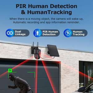 IP65 6MP AOV PIR HD Dual Len Motion Detection Wireless Wifi Solar <b>Camera</b> 24/7 Full Time Recording Ptz AI <b>Network</b> Security <b>Camera</b> - Product Image 2