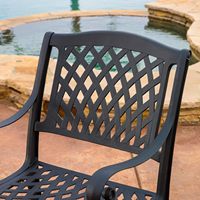 Ensemble de bistrot de patio en aluminium coulé moderne de 5 pièces en noir pour table de jardin de meubles de parc de plage en plein air avec cadre en métal