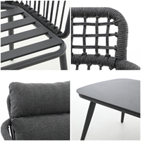 Ensemble de salle à manger de luxe moderne pour hôtel et villa, en corde tressée, pour patio et jardin, table et chaises d'extérieur