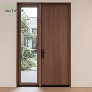 Деревянная входная дверь из массива дерева с односторонним пристенным окном, звукоизоляционная, для дома, из красного дерева или дуба - Product Image 5