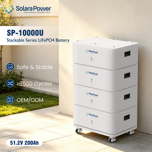Solara Power 10KWH LiFePO4 Lithium-Ion <b>Battery</b> <b>48V</b> Solar Home Power Storage BMS Stackable CAN Split Brick 10-Year warranty - Product Image 1