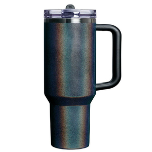 Tie Dye 40oz doble pared al aire libre Camping taza vaso tazas en Stock taza de cerveza botella de agua con asa y pajita - Product Image 2