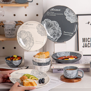 Duke Of Rome loạt Bộ đồ ăn bằng gốm, bát, đĩa, bộ đồ ăn gia đình, bộ đồ ăn thích hợp lãng mạn Retro - Product Image 2