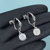 Lingchee Alloy Butterfly Opal Non Piercing Belly Navel Rings Clip on Dangle Belly Barbell Non Body Piercing Jewelry