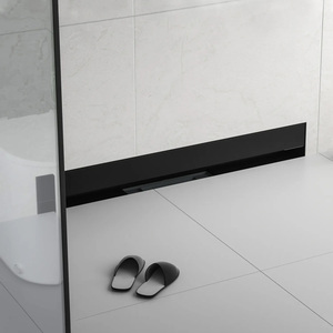 Drain de <span class=keywords><strong>douche</strong></span> <span class=keywords><strong>mural</strong></span> linéaire le plus populaire SS304 noir mat couvercle réversible 2 en 1 avec <span class=keywords><strong>siphon</strong></span> style moderne pour salle de bain - Product Image 4