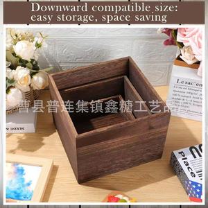 Wooden Display Stand Box Stackable Cupcake Storage <b>Rack</b> Retro Desktop Lidless Decorative <b>Plate</b> For Home Dcor - Product Image 4