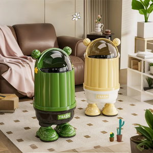Cartoon Design Flip-Top Waste <strong>Bin</strong> Durable PP <strong>Plastic</strong> <strong>Lid</strong> for Easy Cleaning for Home Kitchen Bathroom or Outdoor Use - Product Image 1