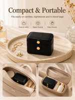 Boîte de voyage mini pour bijoux avec logo personnalisé, organisateur portable pour bagues et boucles d'oreilles, étui de rangement en velours, vente directe d'usine