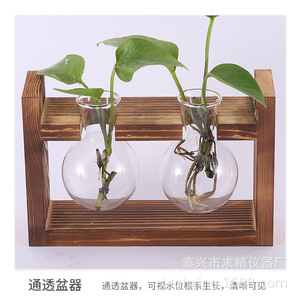 Wooden Hydroponic Test Tube Stand With Glass <b>Vases</b> For Pothos Plants Tabletop Decor Natural Material - Product Image 4