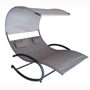 Chaise longue <span class=keywords><strong>double</strong></span> avec pare-soleil et roues pour patio, cour et pelouse Noir - Product Image 3