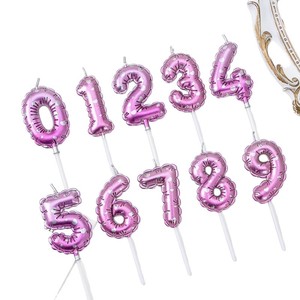 Pink Number Balloon Candles 0-9 Birthday Cake Decorations Disposable Unscented - Product Image 5