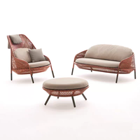 Ensemble de canapés d'extérieur de luxe en rotin PE, structure en aluminium, mobilier de jardin en osier, coussins imperméables, canapé de loisirs pour hôtel et villa