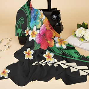 Sarongs de plage floraux en gros, pareo pour femmes, lavalava, couvre-vêtements de bain non transparents, jupe courte, sarong polynésien hawaïen - Product Image 2