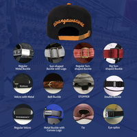Casquette souple non structurée avec sangle en cuir et boucle, broderie personnalisée, 7 panneaux, visière plate, style camp