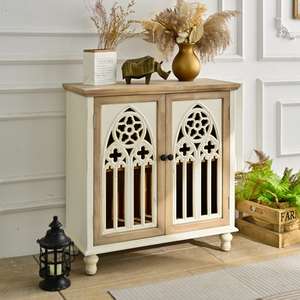 INNOVA Hot Sale Elegant Rustic Accent Farmhouse Eco-friendly Solid <b>Wooden</b> Storage Console Cabinet for Living Room Hotel Use - Product Image 2