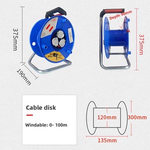Enrouleur de câble ABS ignifuge IP65 110V/220V norme britannique, anti-chute, bobine de 25m, prise à trois voies dénudée, équipement industriel - Product Image 2