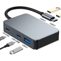 Hubs USB Portátiles 5 en 1 de Alta Calidad y Hub USB Multipuerto Tipo C de Aleación de Aluminio al por Mayor con 5 Puertos para Laptop