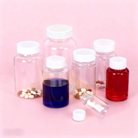 Flacon carré en PET personnalisé avec logo, multi-impression, pour pilules, médicaments, vitamines, capsules, comprimés, emballage avec bouchon à vis, 15 ml-500 ml
