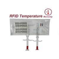 Microchip RFID FDX-B 134.2kHz EM4305 con Sensor de Temperatura, Transpondedor en Jeringa, Encapsulado en Vidrio Biodegradable de 2.12x12mm, Mini Etiqueta Impermeable