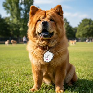 Placa de Identificación para Perros Chow Chow, de Metal Blanco - Product Image 3