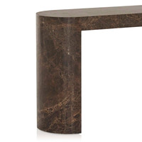 Table console en marbre Emperador foncé, pieds courbés, pierre massif, meuble d'entrée de luxe