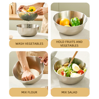 Bol à salade en acier inoxydable Lekfre, passoire à légumes, bol à salade en acier inoxydable, bol à salade de fruits pour la restauration avec échelle