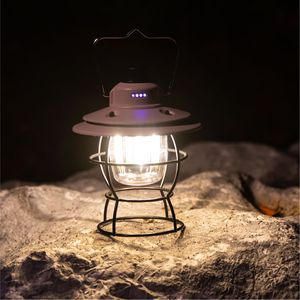 Lanterne de camping rétro à LED rechargeable, lumière blanc chaud, pour tente, auvent, utilisation suspendue - Product Image 2