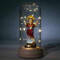 Figurines de la Vierge Marie avec lumière, croix de Jésus, crèche catholique, cadeau artisanal en résine, décoration de la maison