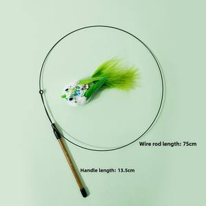 Divertente bastone per animali domestici auto-intrattenimento per alleviare la noia uccello simulato piuma gatto gattino giocattoli sostituibili testa asta di estensione plastica - Product Image 6