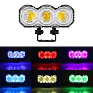 Projecteur LED externe haute luminosité pour <span class=keywords><strong>moto</strong></span>, 3 lentilles, blanc, jaune, <span class=keywords><strong>clignotant</strong></span>, anneaux lumineux multicolores, <span class=keywords><strong>moto</strong></span> électrique - Product Image 2