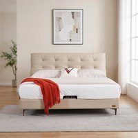 Y397 #   Lit double Queen en acier inoxydable et similicuir, cadre en bois, revêtement en cuir réglable, design minimaliste et doux, garantie 3 ans