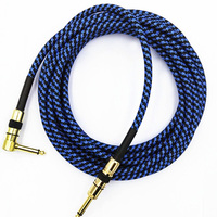 Câble de Guitare Blindé Tressé Bleu 3m à Faible Bruit pour Performance Live, Boucle d'Effets, Clavier, Amplificateur, Câble Guitare TS 3,5mm