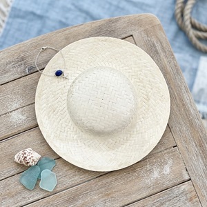 Chapeau de paille naturelle d'été neuf en gros avec bande rayée, chapeau de marin à dessus plat en paille naturelle colorée en gros - Product Image 1